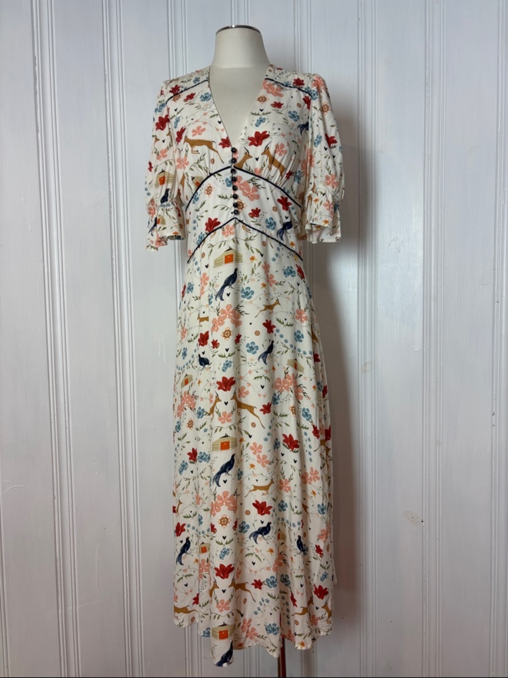 ANTIT Whimsical Woodland Print Midi Dress | Size L (see measurements)